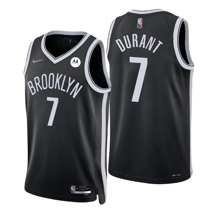 Kevin Durant Brooklyn Nets 2021-22 Black Jersey with 75th Anniversary Logos