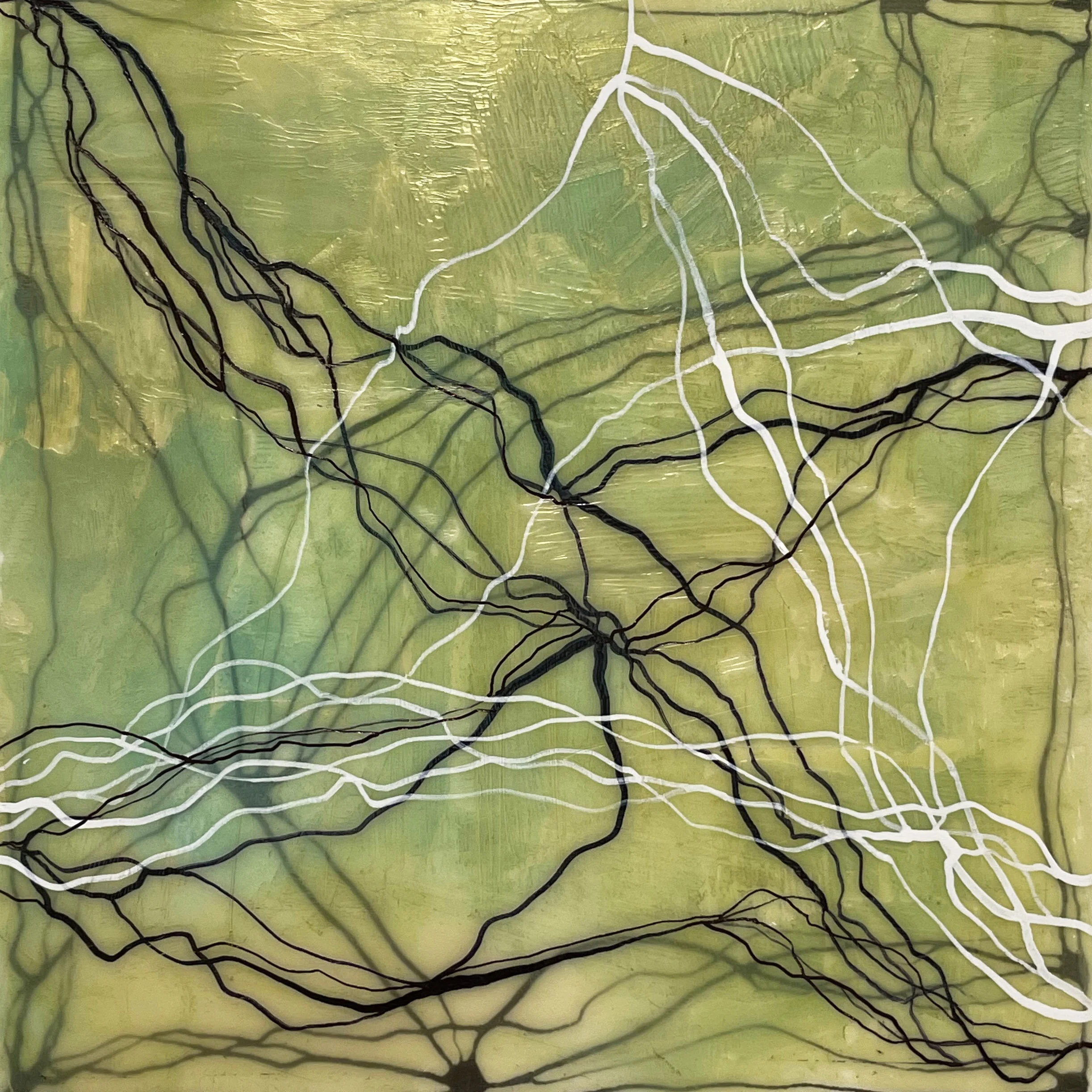 Roaming the Meadow, ink, pigment, wax on paper