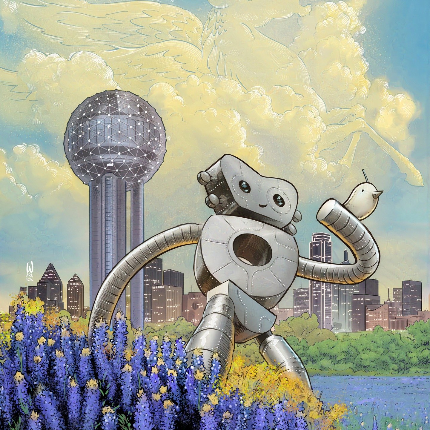Good morning, here's some recent art I made for a thing that fell through. I was trying to show the fun, artsy, non-cowboy, non-conservative, side of my hometown Dallas, TX.

I think I killed it.