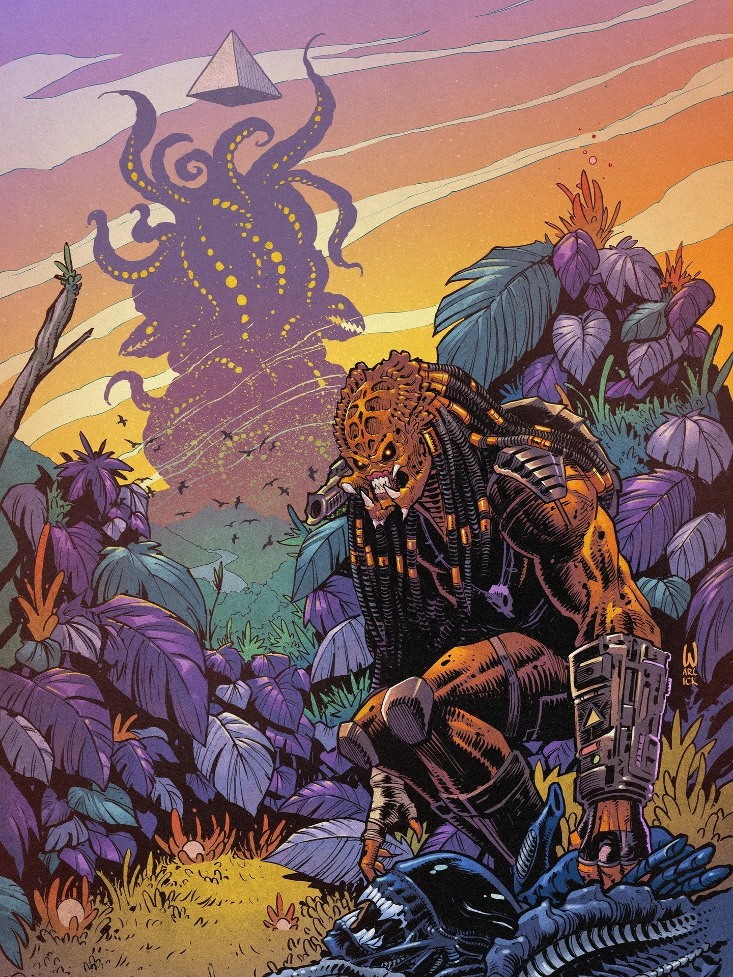 A monster made from the 4th dimensional shadow of an incorporeal being older than time itself? Yeah, he&rsquo;ll hunt that.⁠ ⁠
⁠
Shoutout to @mwoodscolor for the color assist and for killing our first collab.⁠
⁠
Also available as a limited edition pr