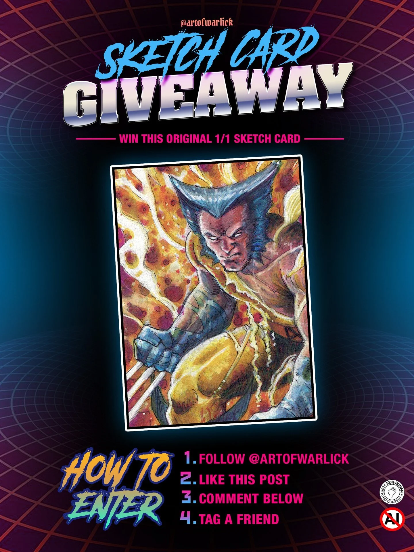SKETCH CARD GIVEAWAY⁠
⁠
I&rsquo;m giving away this original Wolverine sketch to one lucky commenter. To enter just follow @artofwarlick, like this post, leave a comment, and tag a friend.⁠
⁠
I get some new eyes on my work and you get a sketch card, i