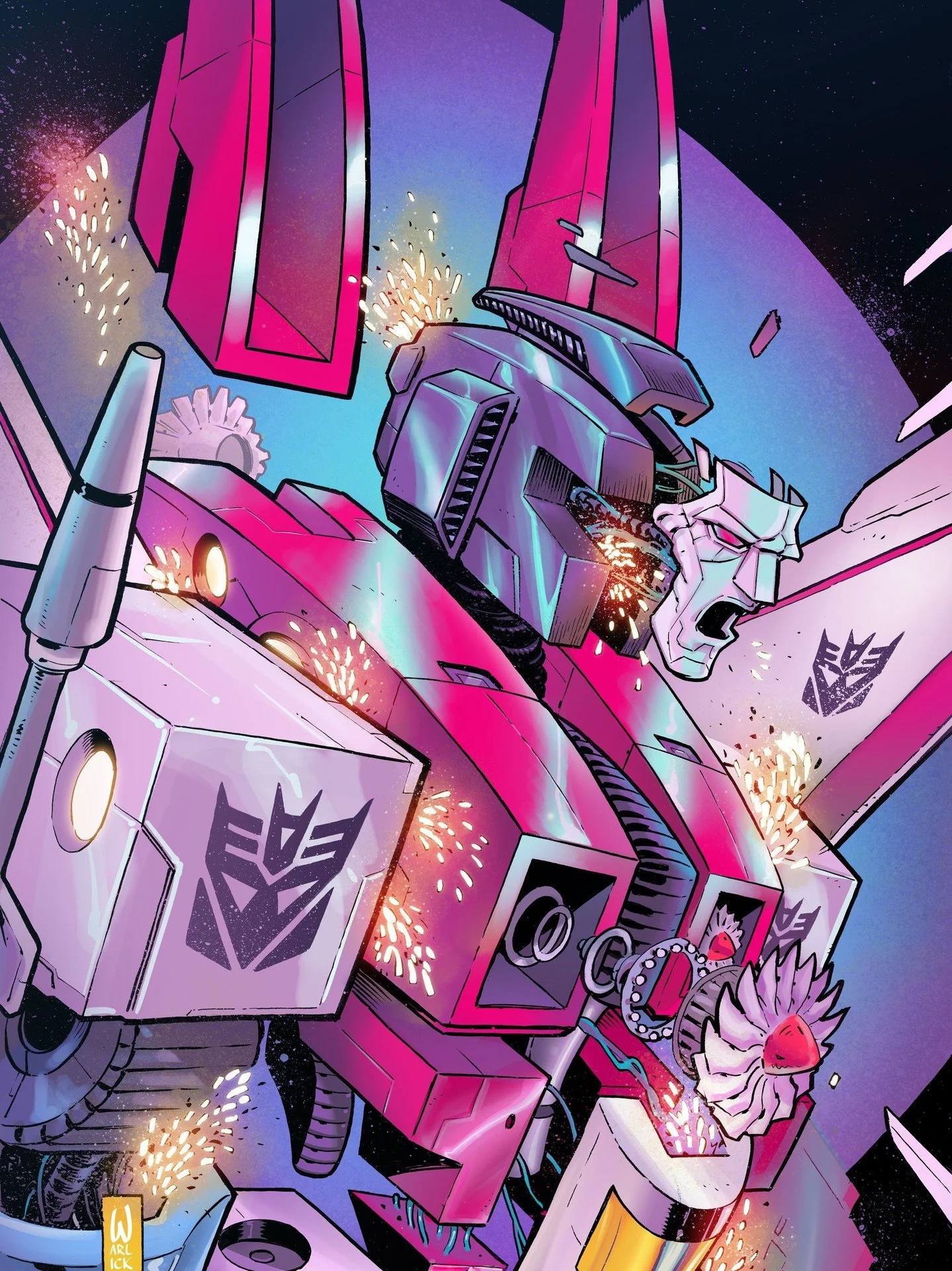 I'm currently getting to draw some Transformers for a sketch card project but can't show them for a while, so instead enjoy this Starscream piece from a while back.