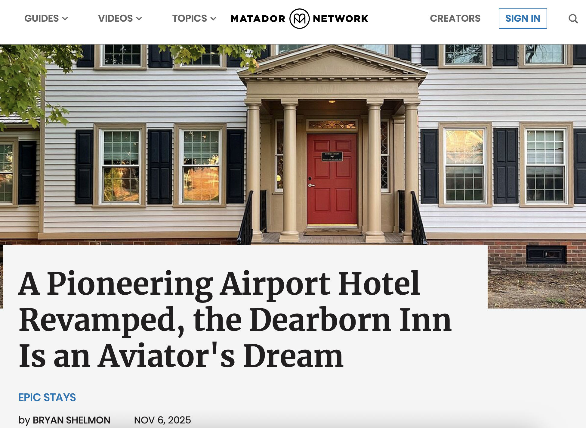 Matador Network Nov 2025 - Dearborn Inn