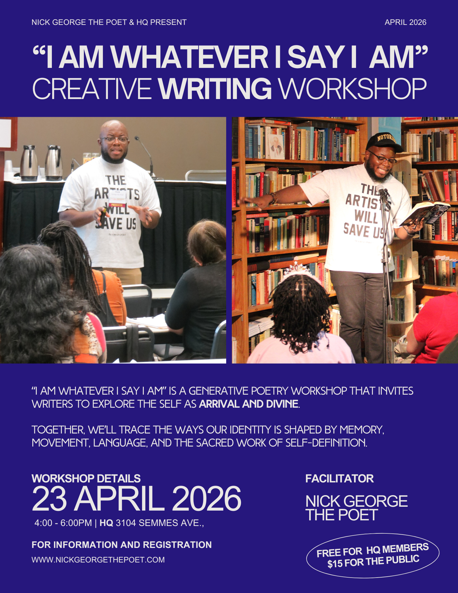Creative Writing Workshop: I Am - Exploring the Self Through Poetry