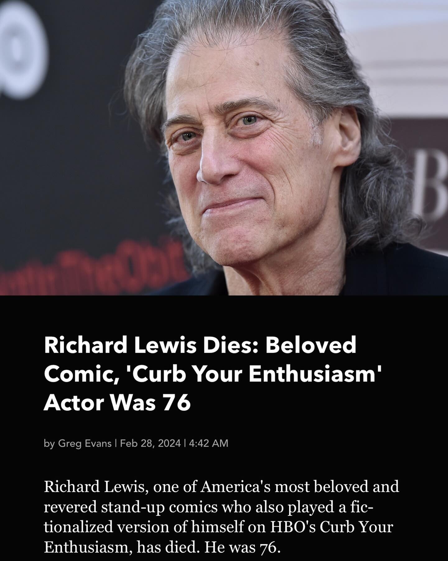 Rest in Peace Richard Philip Lewis (June 29, 1947 &ndash; February 27, 2024) was an American actor, writer, and stand-up comedian. He came to prominence in the 1980s and became known for his dark, neurotic, and self-deprecating humor.

Lewis first tr