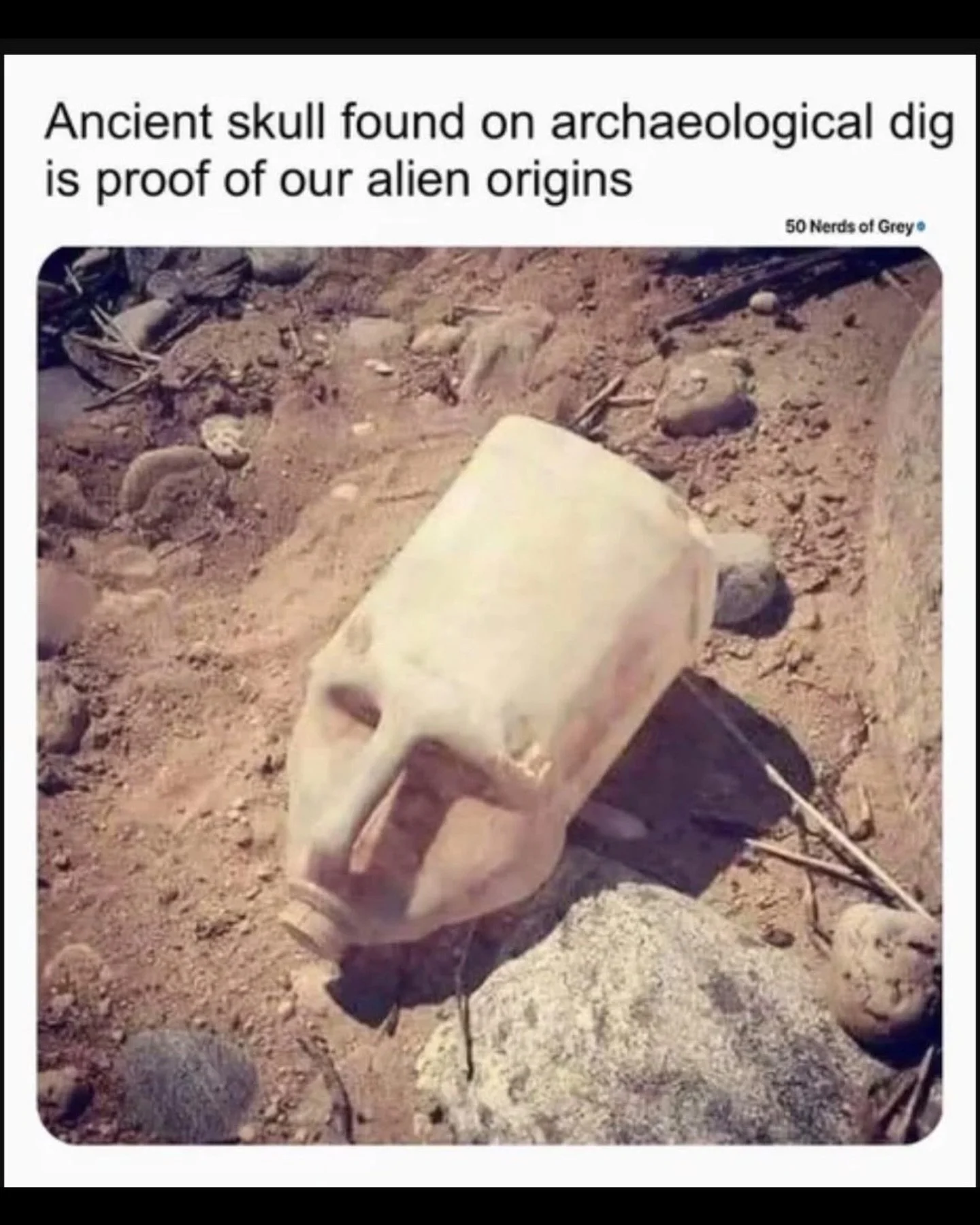 ⁣Behold: the long-lost Skull of Plasticus!
.⁣
.⁣
.⁣
.⁣
.⁣
#Ancientaliens ⚛︎ #Ancientcity ⚛︎ #Ancientcivilization ⚛︎ #Ancienthistory ⚛︎ #Ancientknowledge ⚛︎ #Archaeology ⚛︎ #Conspiracy ⚛︎ #Cosmos ⚛︎ #Forbiddenfutures ⚛︎ #Oddness___ ⚛︎ #Paranormal ⚛︎ #