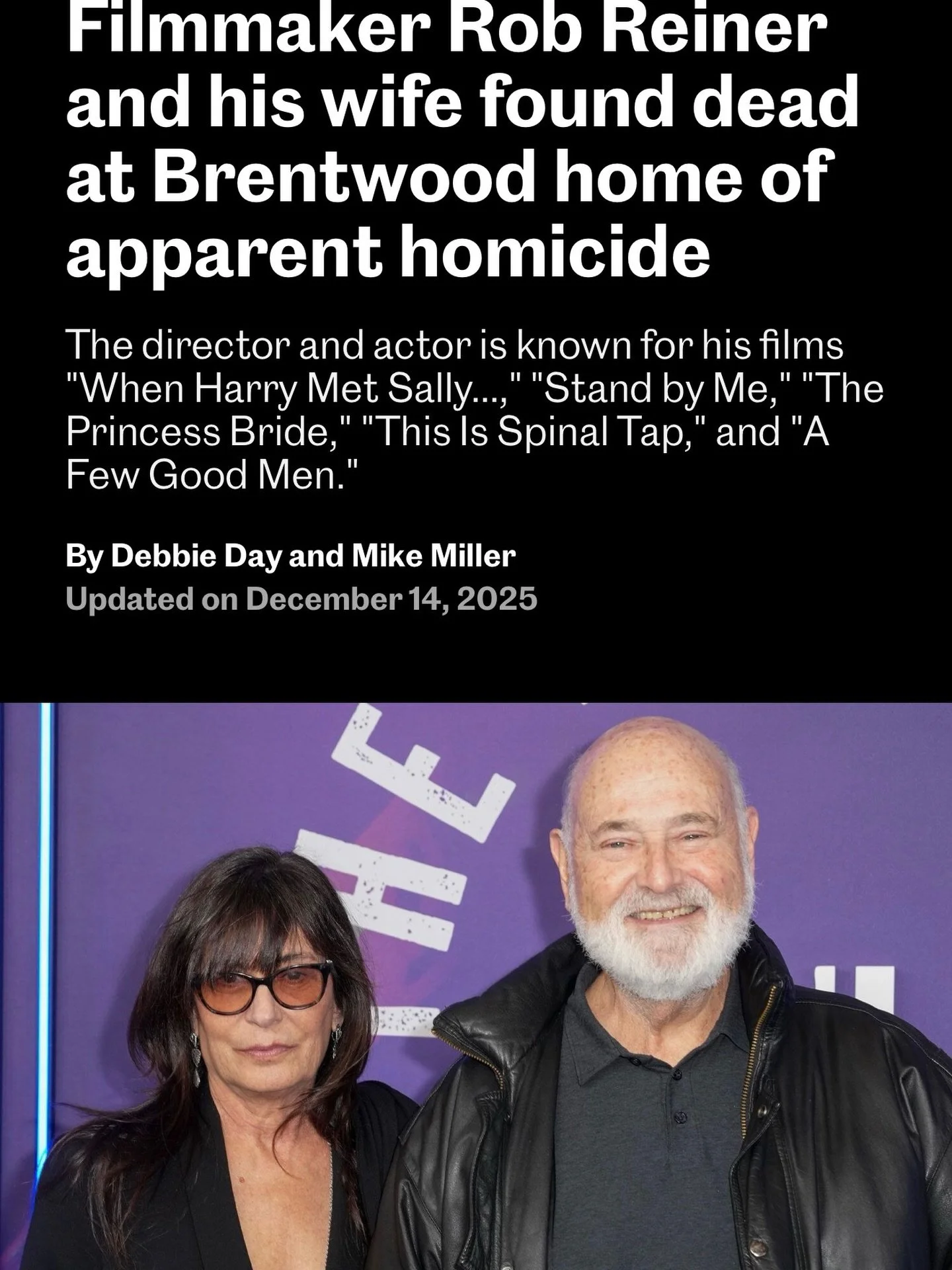 🥀Rest in peace Rob Reiner (March 6, 1947 &ndash; December 14, 2025)! An American film director, producer, screenwriter, and actor. Reiner first came to national prominence with the role of Mike &ldquo;Meathead&rdquo; Stivic on the CBS sitcom All in 