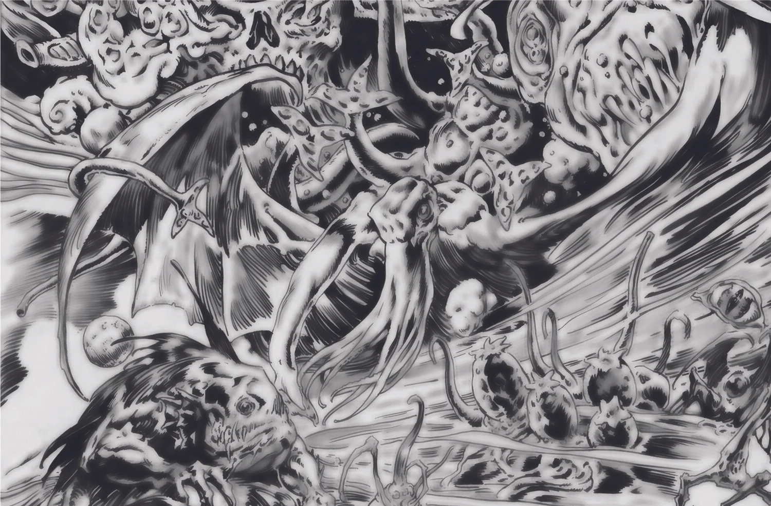 Used in an article by Forbidden Futures, this image features nightmare creatures in black and white hues.