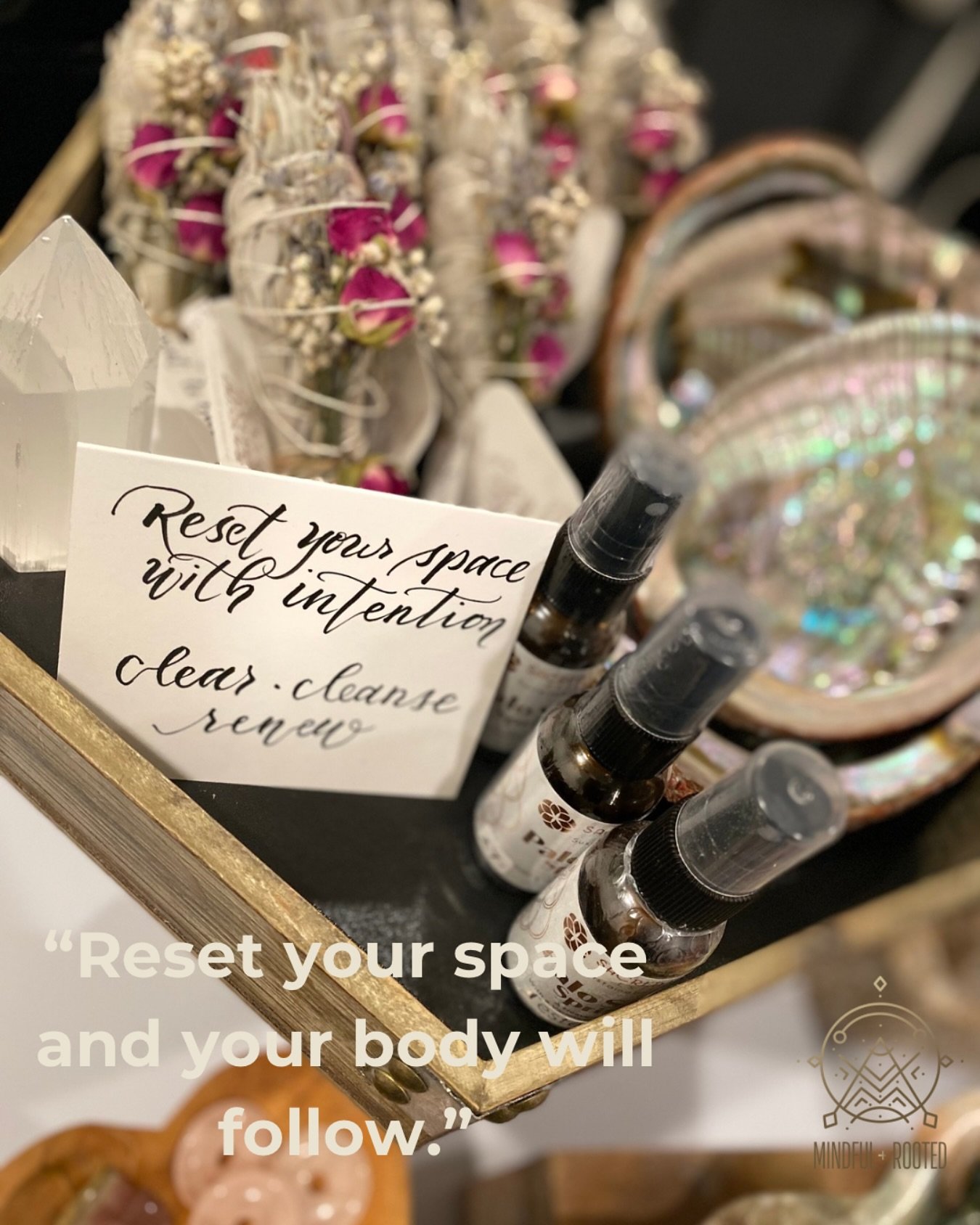 If you&rsquo;ve been thinking about a reset, start with the space you&rsquo;re in.  A quiet clearing can soften everything.  I use sage bundles, palo spray, to invite peace back in.  I have a few of these on the website if you want to explore. 💜🫶🏼