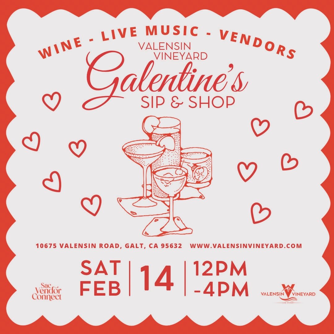 First popup of the year:) Come on out and enjoy a fun Galentine&rsquo;s day at Valensin Vineyard in Galt! Saturday, 2/14/26 from 12 to 4. 💜💜😍