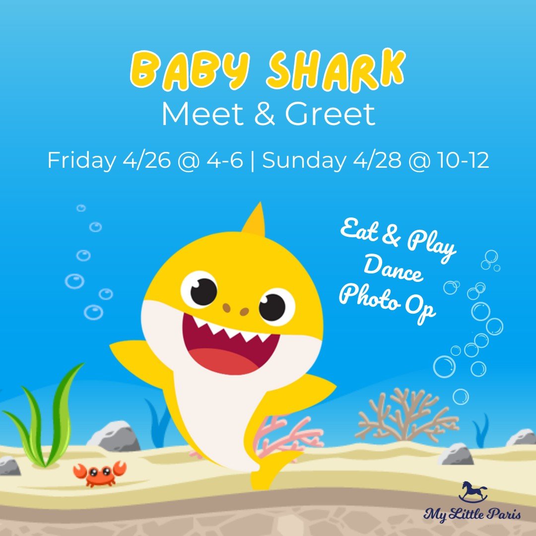 Get ready to dive into a sea of fun with an Eat and Play Session with Baby Shark! 🦈🌊

Dance and sing along with Baby Shark while enjoying our delicious dishes. 🎶🍴🇫🇷

Event date:
Friday, April 26, 4-6pm: playpass is $18/child, $15/sibling.
Sunda