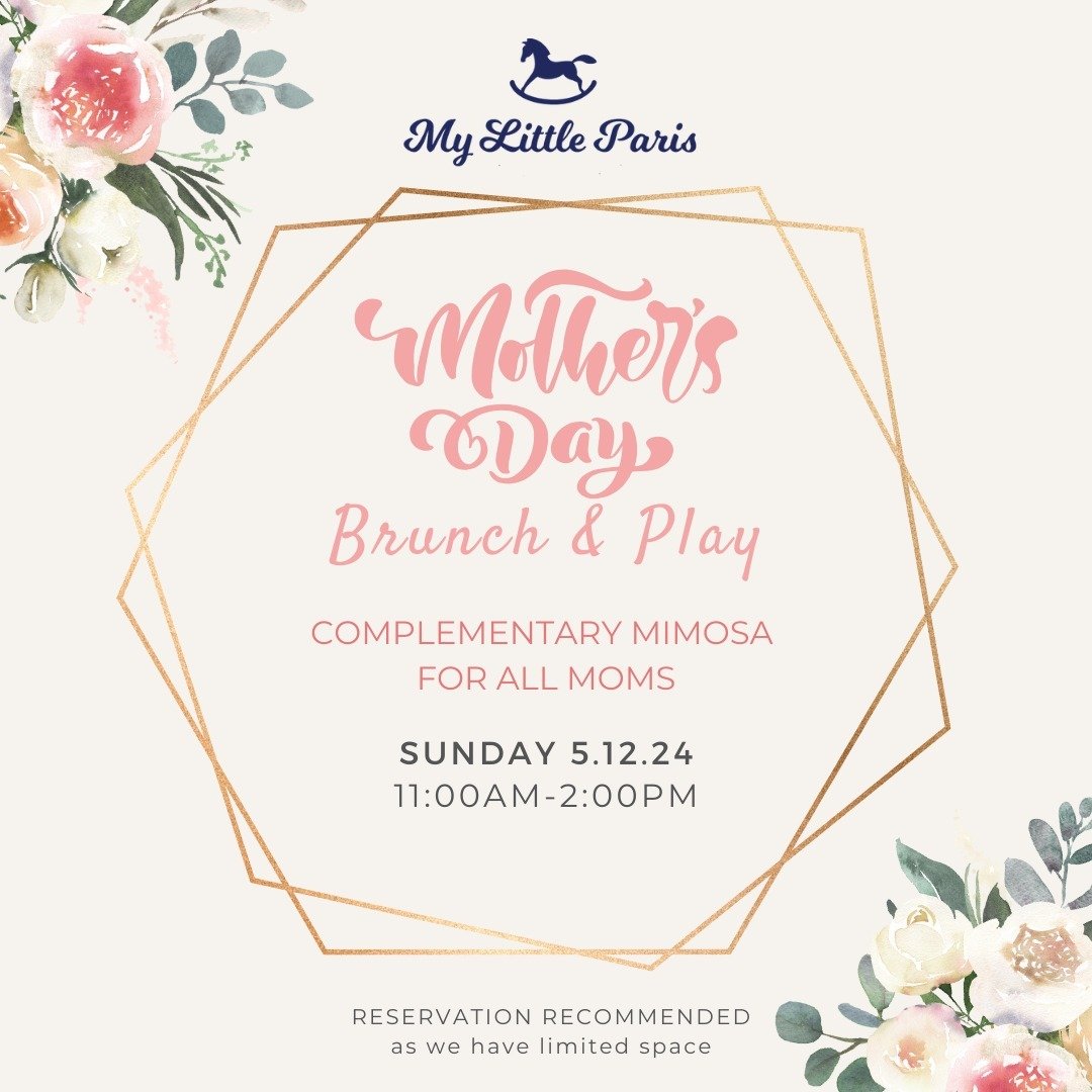 Our yearly Mother's Day Brunch &amp; Play is now open for reservation!
🌸
Treat yourself and enjoy a delicious brunch and fun activities with your loved ones on this special day!
🌸
Date: Sunday, May 12, 2024
Time: 11:00AM-2:00PM ✨
🌸
EVENT DETAILS:
