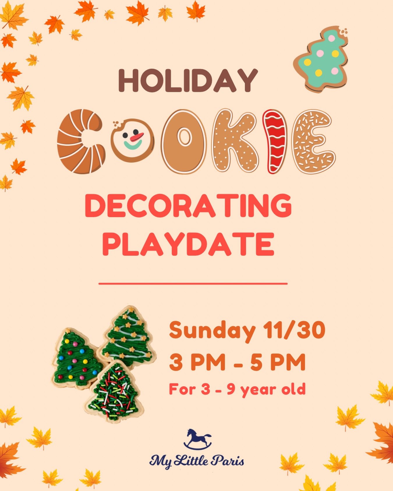 🎄🍪 𝗛𝗼𝗹𝗶𝗱𝗮𝘆 𝗖𝗼𝗼𝗸𝗶𝗲 𝗗𝗲𝗰𝗼𝗿𝗮𝘁𝗶𝗻𝗴 𝗣𝗹𝗮𝘆𝗱𝗮𝘁𝗲!
Let&rsquo;s end Thanksgiving week with some sweet holiday magic! Kids will decorate festive cookies with icing and holiday sprinkles &mdash; then enjoy playtime in our playground