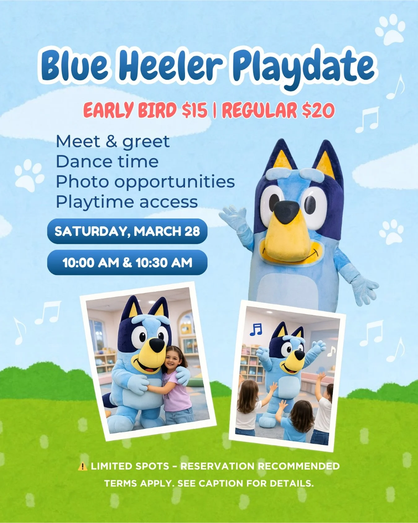 💙 A special Blue Heeler is coming to My Little Paris! 🐶✨

Join us for a fun-filled Blue Heeler Playdate &mdash;a perfect indoor treat for little ones to play, dance, and meet their favorite blue pup!

📅 Saturday, March 28
🕙 Two entry times: 10:00