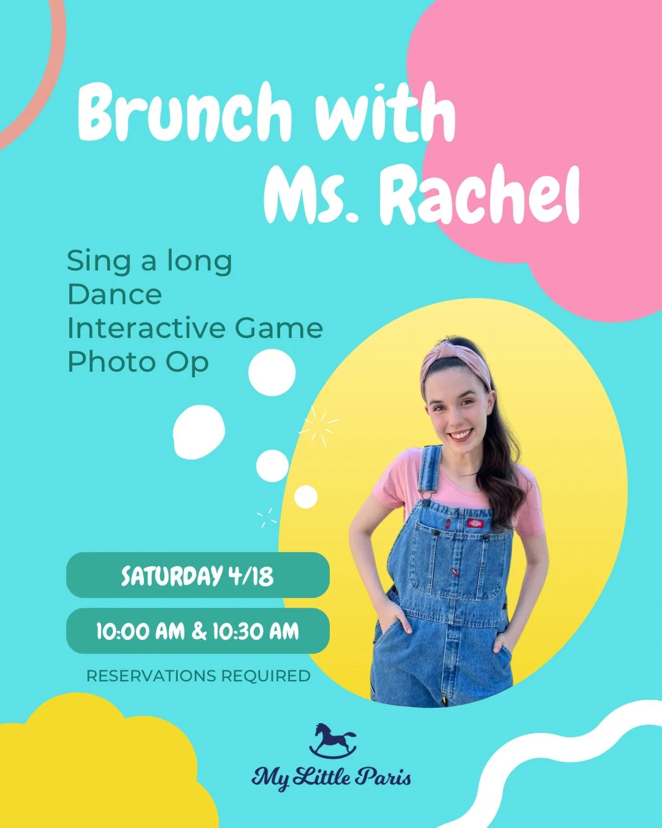 ✨🎶 𝗠𝘀. 𝗥𝗮𝗰𝗵𝗲𝗹 𝗕𝗿𝘂𝗻𝗰𝗵 𝗮𝘁 𝗠𝘆 𝗟𝗶𝘁𝘁𝗹𝗲 𝗣𝗮𝗿𝗶𝘀 🎶✨

Calling all little learners! 💛

Join us for a special 𝗶𝗻𝘁𝗲𝗿𝗮𝗰𝘁𝗶𝘃𝗲 𝗯𝗿𝘂𝗻𝗰𝗵 𝗲𝘅𝗽𝗲𝗿𝗶𝗲𝗻𝗰𝗲 with a Ms. Rachel impersonator &mdash; designed especially for 