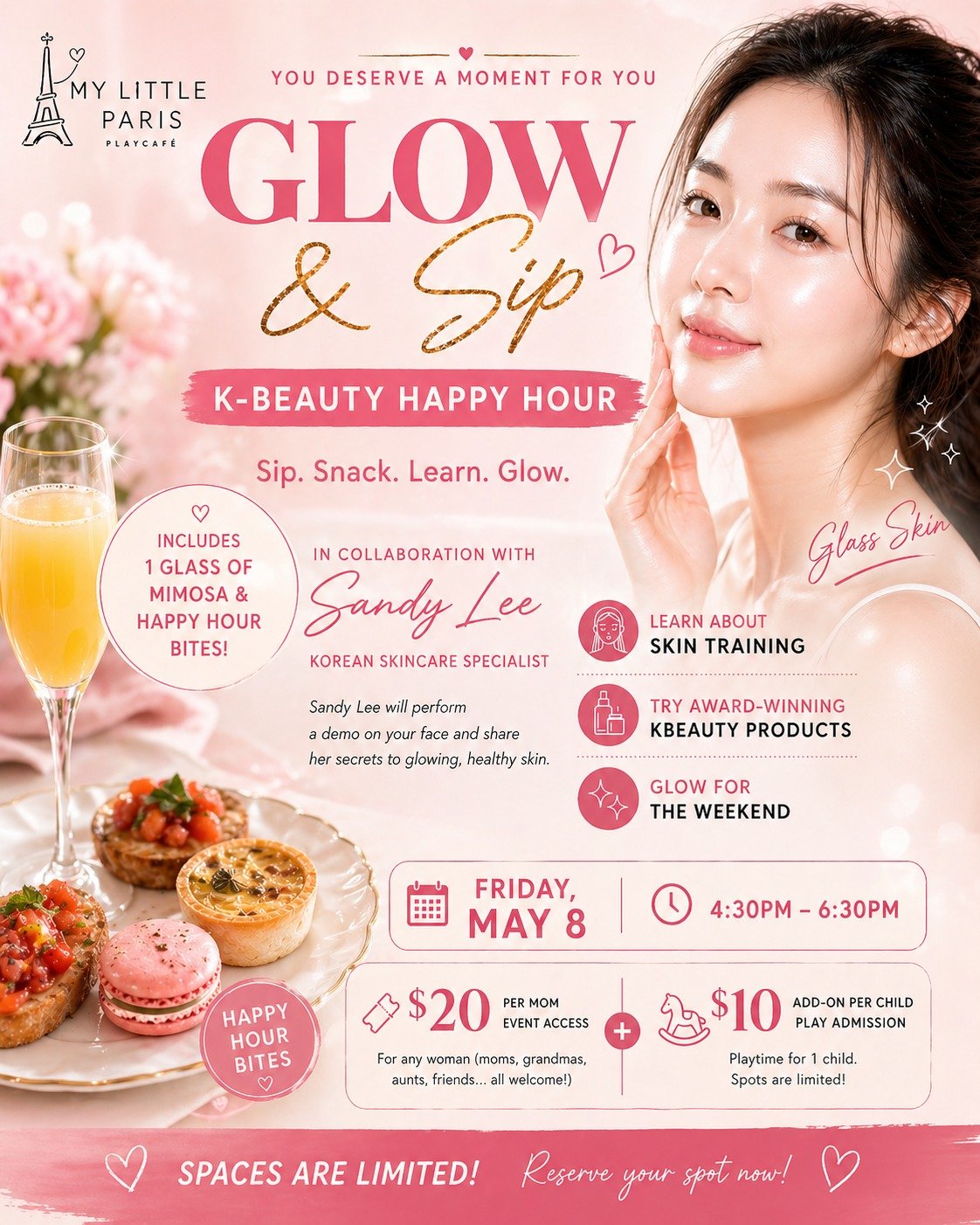 ✨ 𝗚𝗹𝗼𝘄 𝗶𝗻𝘁𝗼 𝗠𝗼𝘁𝗵𝗲𝗿&rsquo;𝘀 𝗗𝗮𝘆 𝘄𝗲𝗲𝗸𝗲𝗻𝗱 𝘄𝗶𝘁𝗵 𝘂𝘀 ✨

Join us for a special 𝗚𝗹𝗼𝘄 &amp; 𝗦𝗶𝗽: 𝗞-𝗕𝗲𝗮𝘂𝘁𝘆 𝗛𝗮𝗽𝗽𝘆 𝗛𝗼𝘂𝗿 at My Little Paris 💕

In collaboration with Korean skincare specialist 𝗦𝗮𝗻𝗱𝘆 𝗟𝗲?