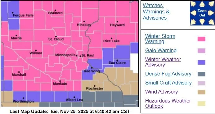 Winter Storm Warning Issued for Twin Cities Metro for Heavy Snow, Strong Winds, and Possible Blizzard Conditions