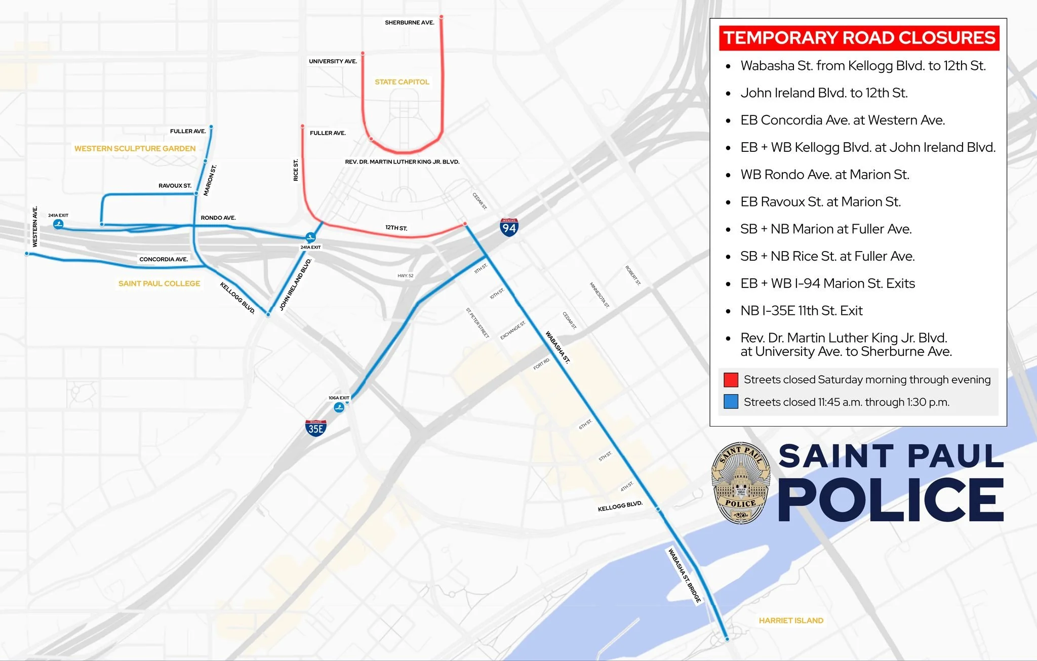 Up to 100K Expected at St. Paul “No Kings” Rally Saturday; Road Closures Planned
