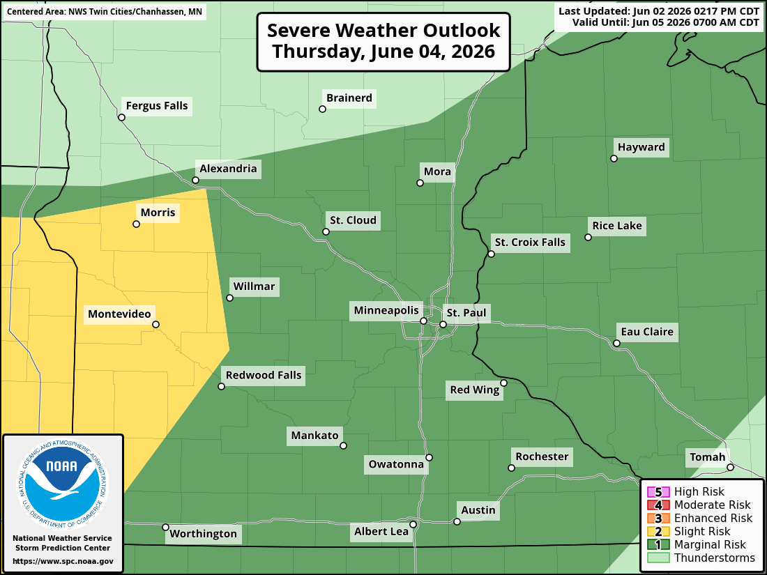 Twin Cities Area Could See Severe Thunderstorms, Large Hail, Damaging Winds, and Heavy Rain Thursday