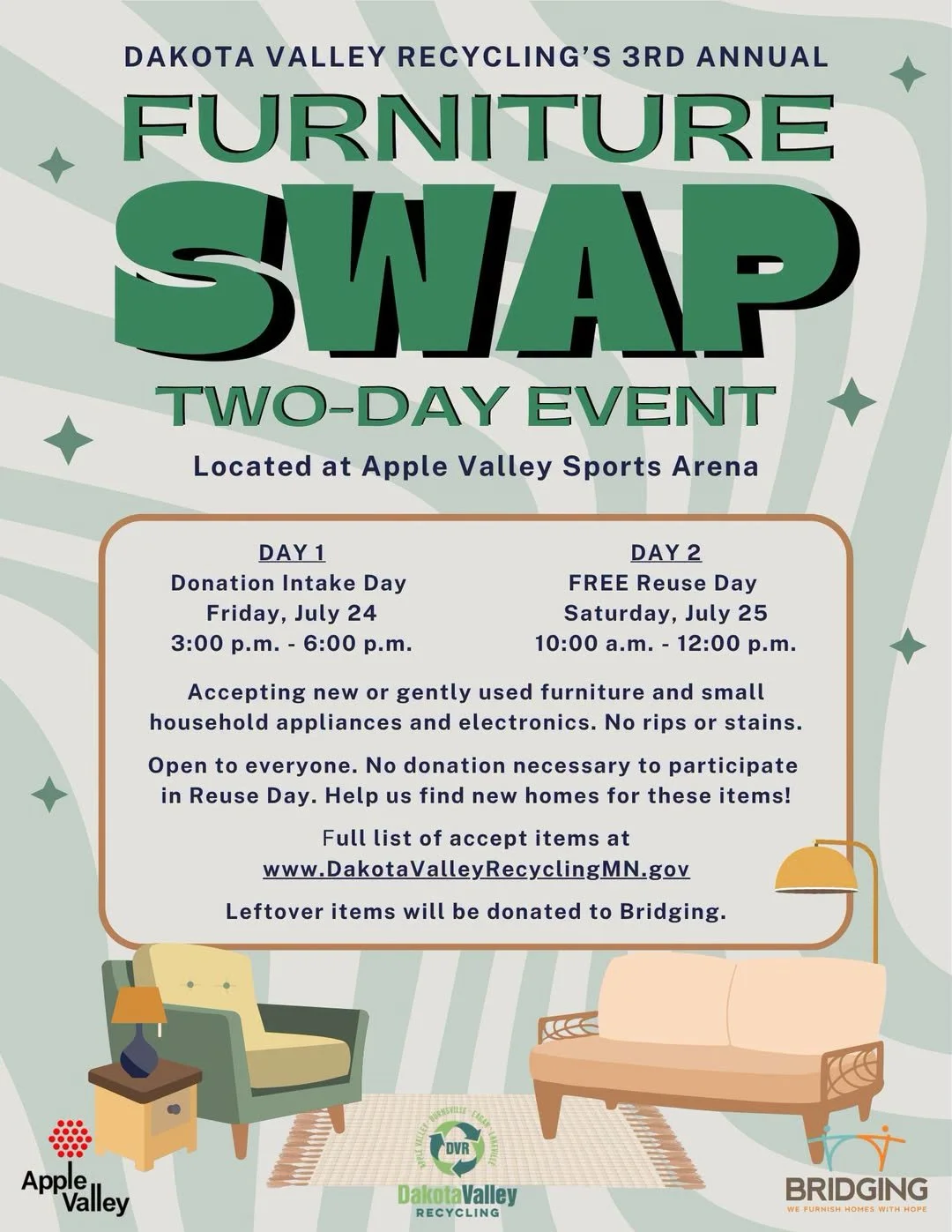 Apple Valley to Host Free Furniture &amp; Small Appliance Swap to Keep Usable Items Out of Landfills