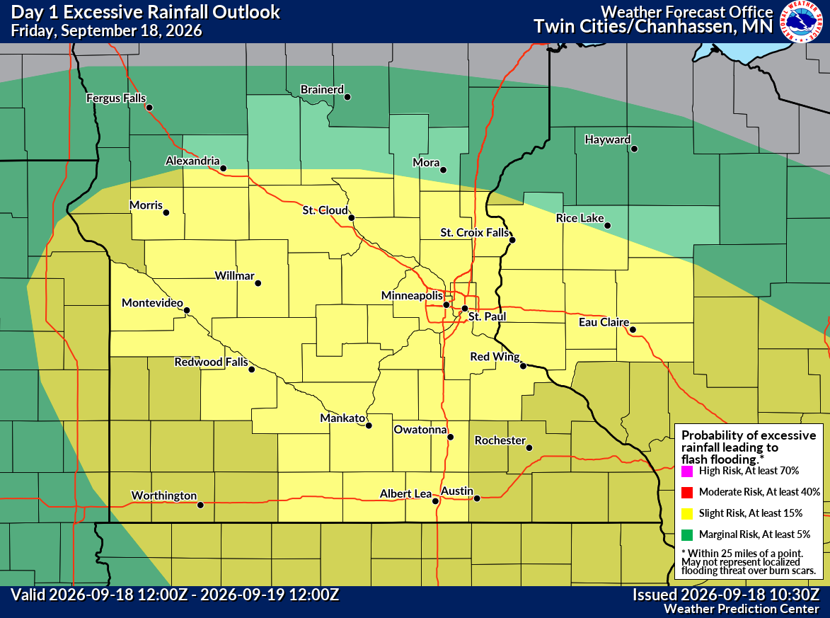 Heavy Rain Targets Twin Cities Friday, With Flooding Concerns Increasing Across Southern Minnesota