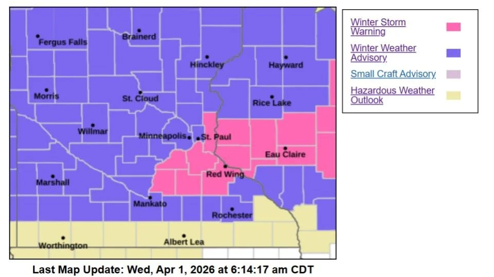 Parts of Southern Twin Cities Metro Upgraded to Winter Storm Warning as Icy Mix Moves In