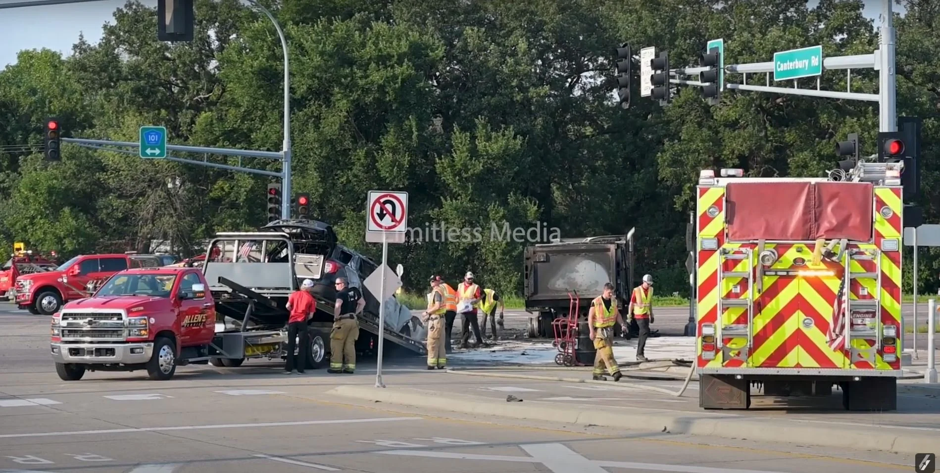 Fiery Crash Involving Squad Car and Dump Truck in Shakopee