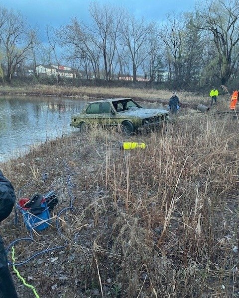 Dakota County Sheriff Office photograph of BMW pulled from Neill Park in Burnsville, Minnesota.