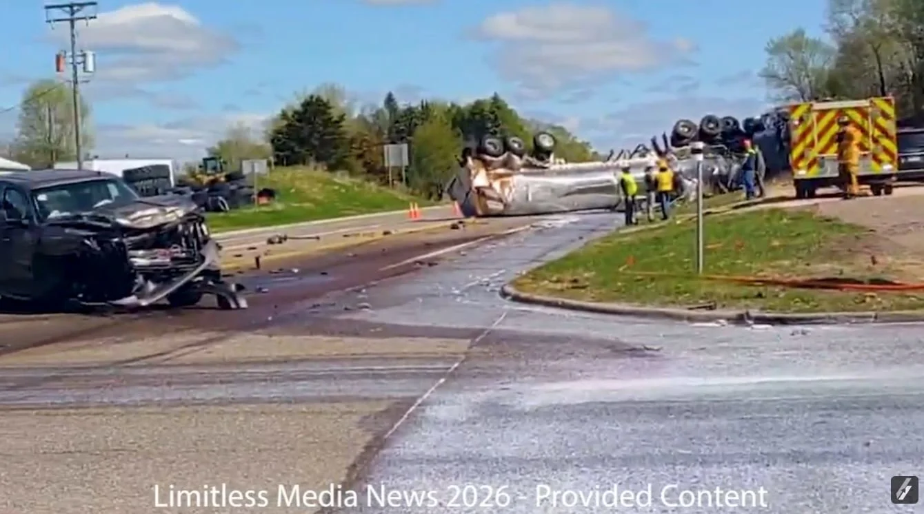 Three-Vehicle Crash Involving Milk Tanker Causes Rollover at Highway 3 Intersection in Castle Rock Township