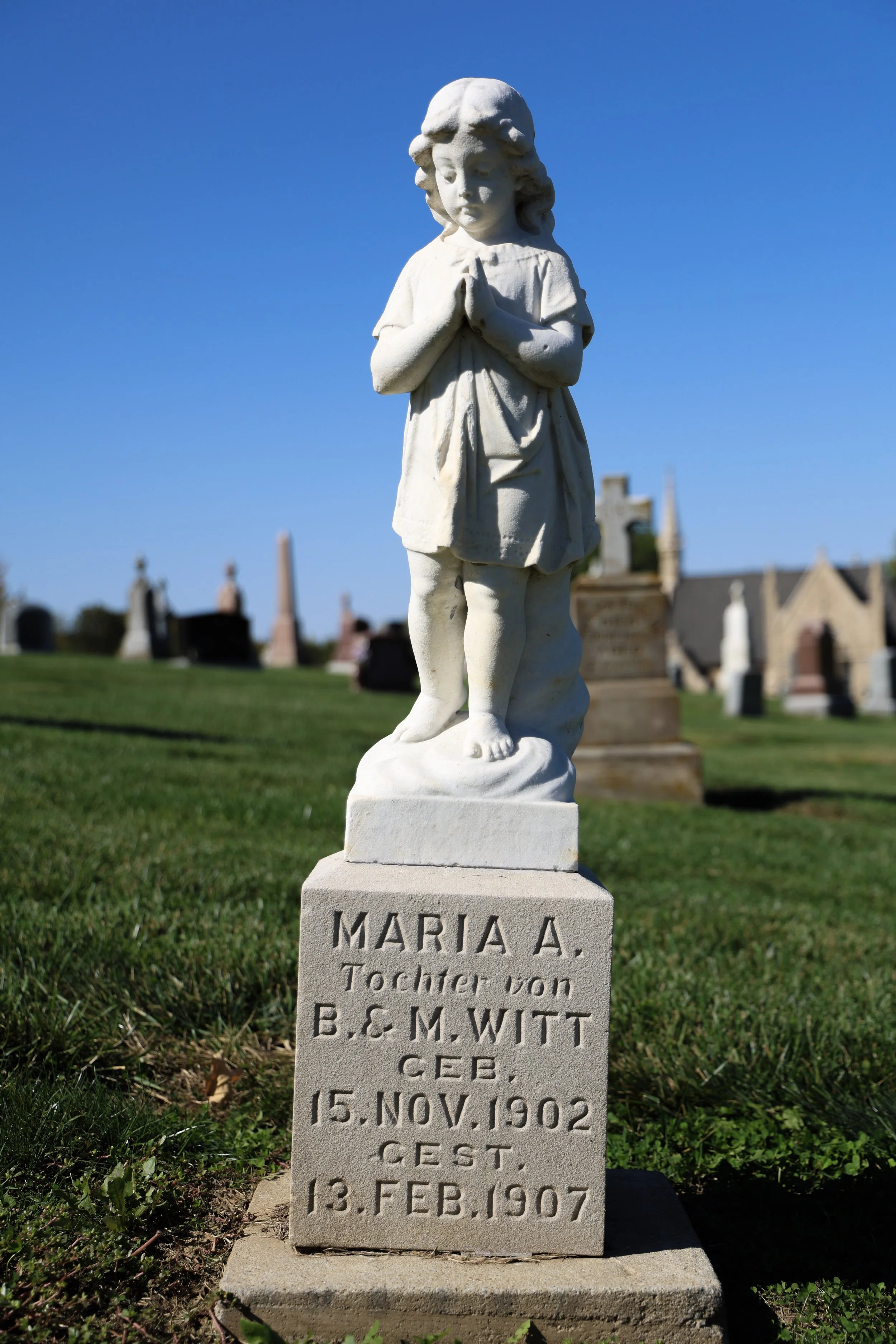 Maria Witt was only four when she died. Her German-born parents owned a bakery and confectionery in town.
