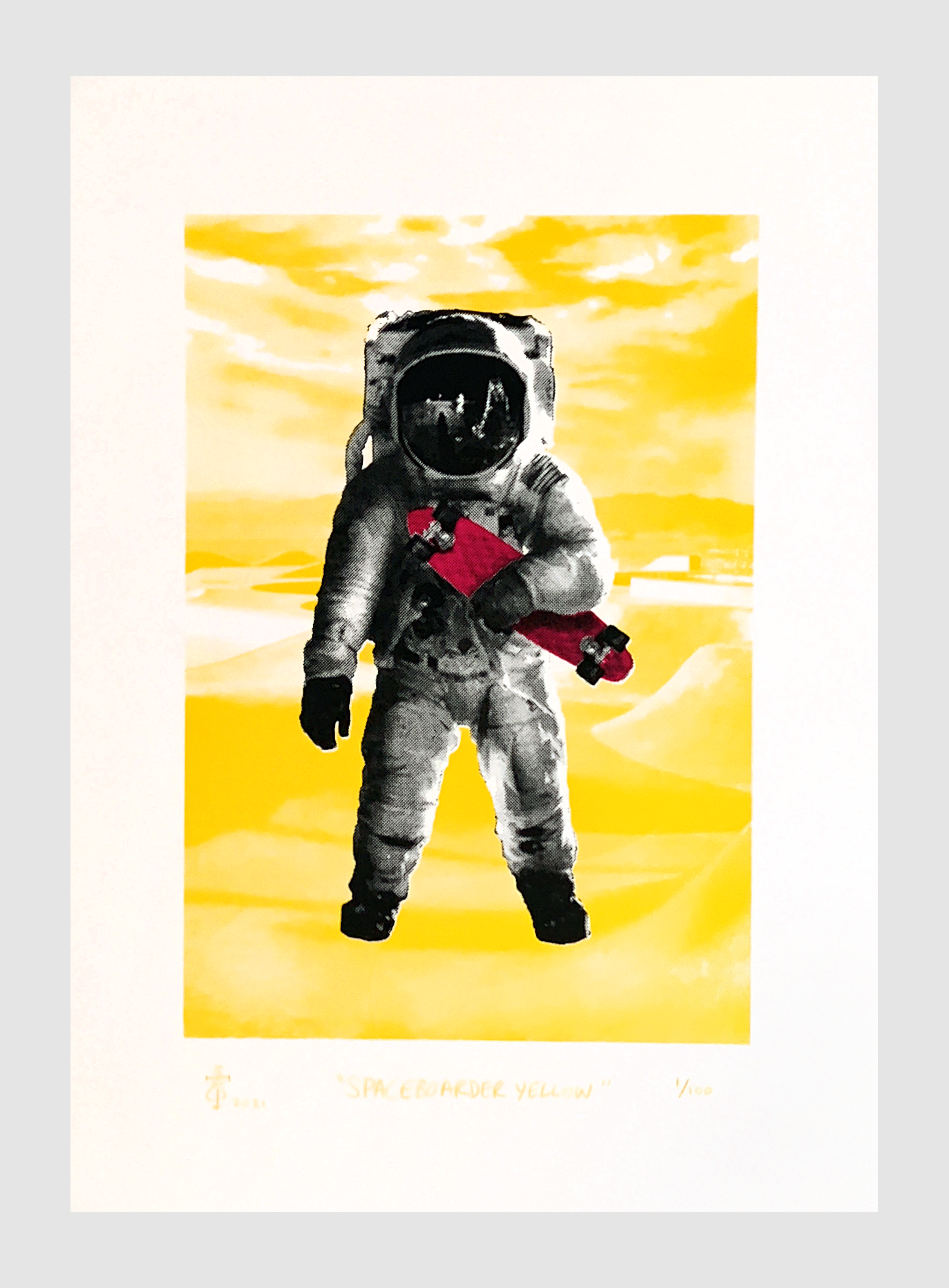   Spaceboarder (Yellow), 2021   Silkscreen on rag paper, 14.5 x 10 in (image size), 21 x 15 in (paper size), edition of 100   PURCHASE  