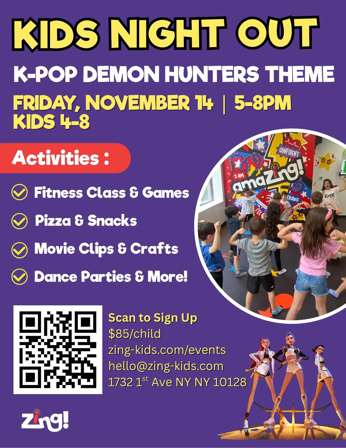 LAST CHANCE: KPOP KIDS NIGHT OUT IS TOMORROW⭐️

Do you have a kid who:

✨Can&rsquo;t stop singing Golden or Soda Pop?
✨Loves to be active and feel awesome?
✨Wants something fun to do a Friday night?
✨Talks about the movie characters in detail?

⚡️The