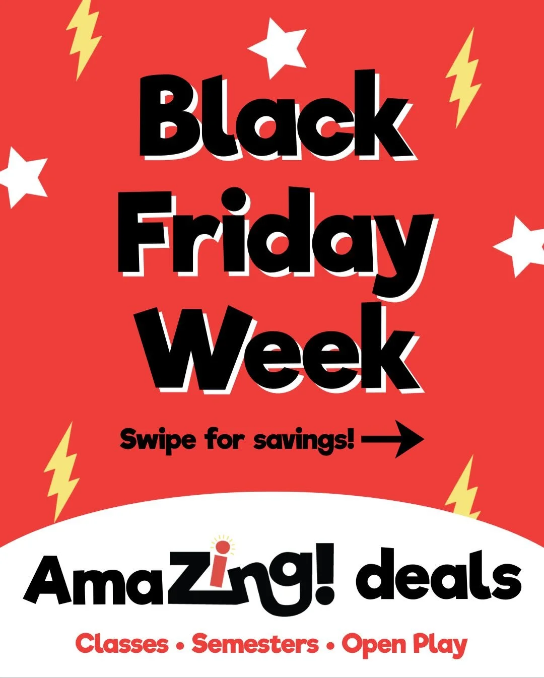⚡️SHOP SMALL THIS BLACK FRIDAY WEEK⚡️

Now thru 12/2, we are offering:

✨10% off all Spring 2026 Semesters PLUS a FREE Zing! Beanie (that&rsquo;s over $200 in savings!!)

✨8 Class Pack for $360 and 4 Class Pack for $185 (you can use these right away!