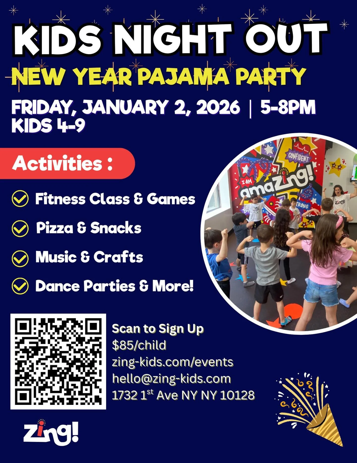 ✨ OUR NEXT KIDS NIGHT IS THIS FRIDAY! ✨

Looking for something fun, safe, active, and indoors for your child this week? We&rsquo;ve got you covered!

This Friday 1/2, we&rsquo;re hosting a New Year PJ Party &ndash; Kids Night Out 🎉

Drop the kids of