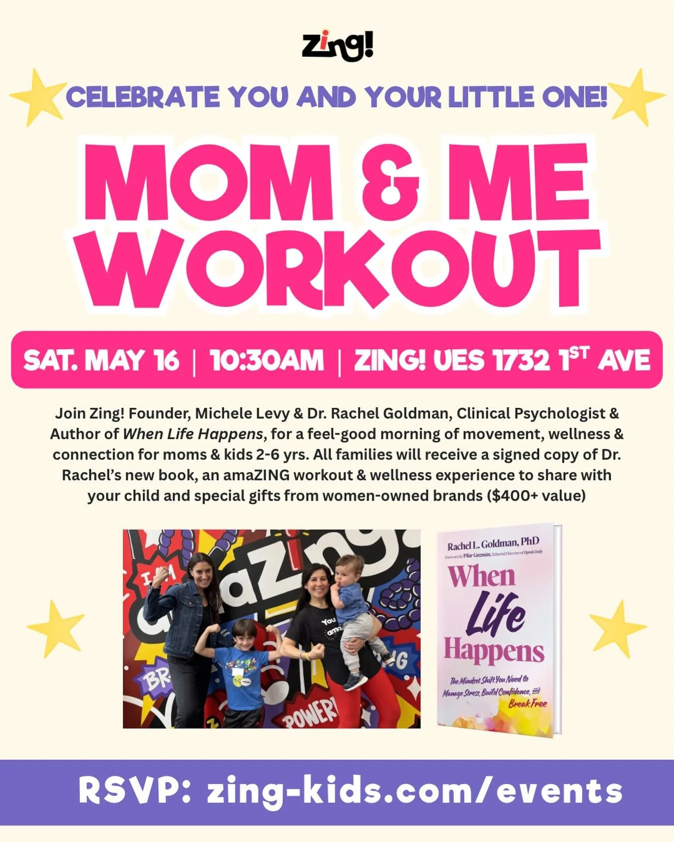 AmaZING moms&hellip; grab your mini &amp; let&rsquo;s GO 💗✨

Join @drrachelnyc + @michelegordonlevy for the ultimate Mom + Me workout party 💪🧘&zwj;♀️

Think:
💥 A workout you&rsquo;ll BOTH be obsessed with
💅 Self-care + wellness fun for the kiddo