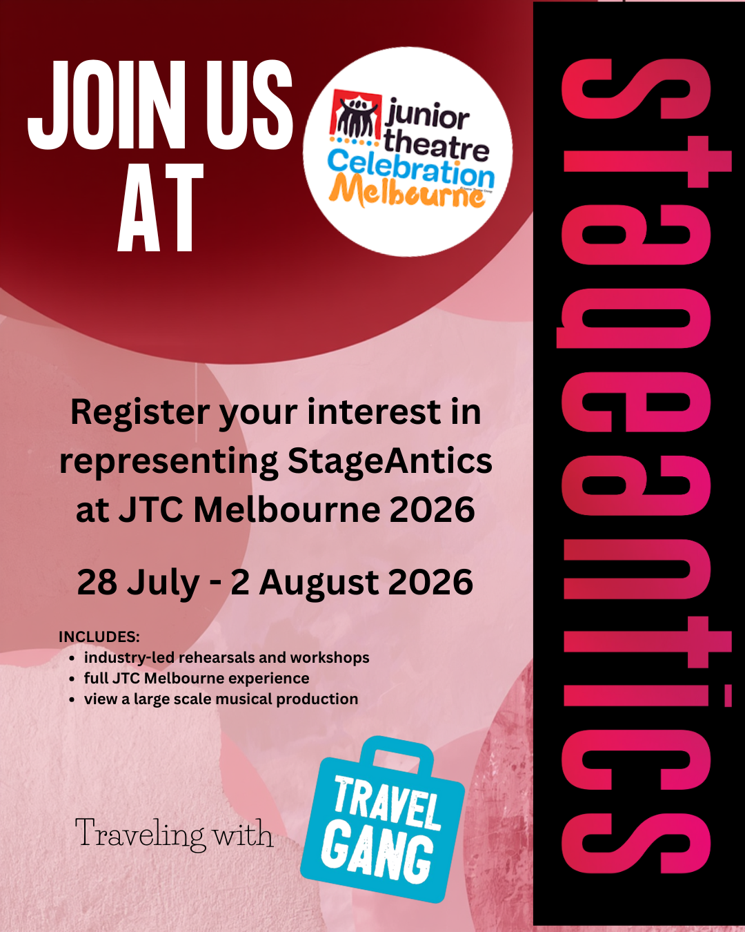 StageAnticsrepresent at JTC Melbourne