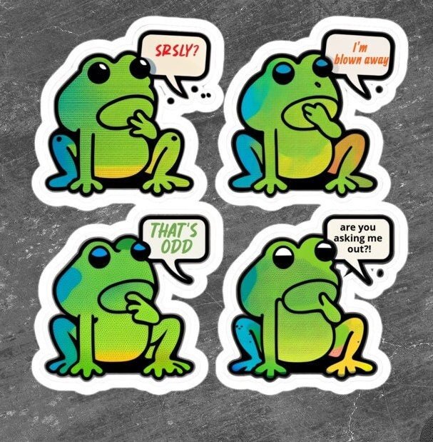 In various size and finish: cute frog sticker sheet 2., green frog stickers,  animal stickers
