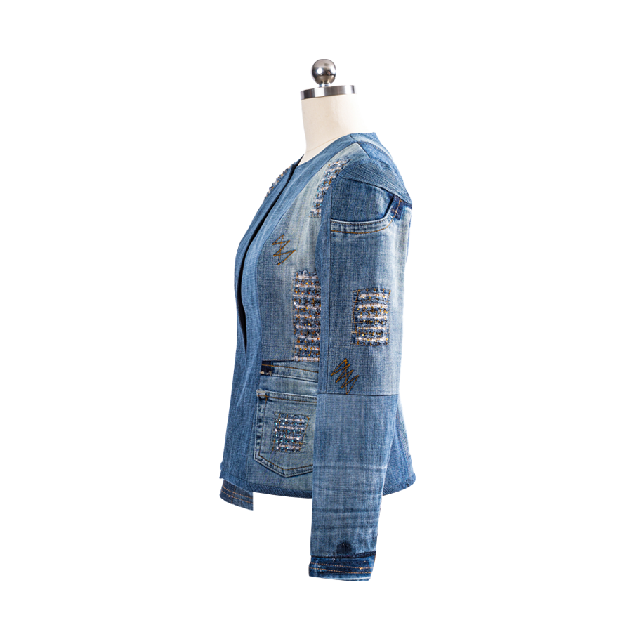 Upcycled denim chanel style jacket — Karen Lukacs Studio
