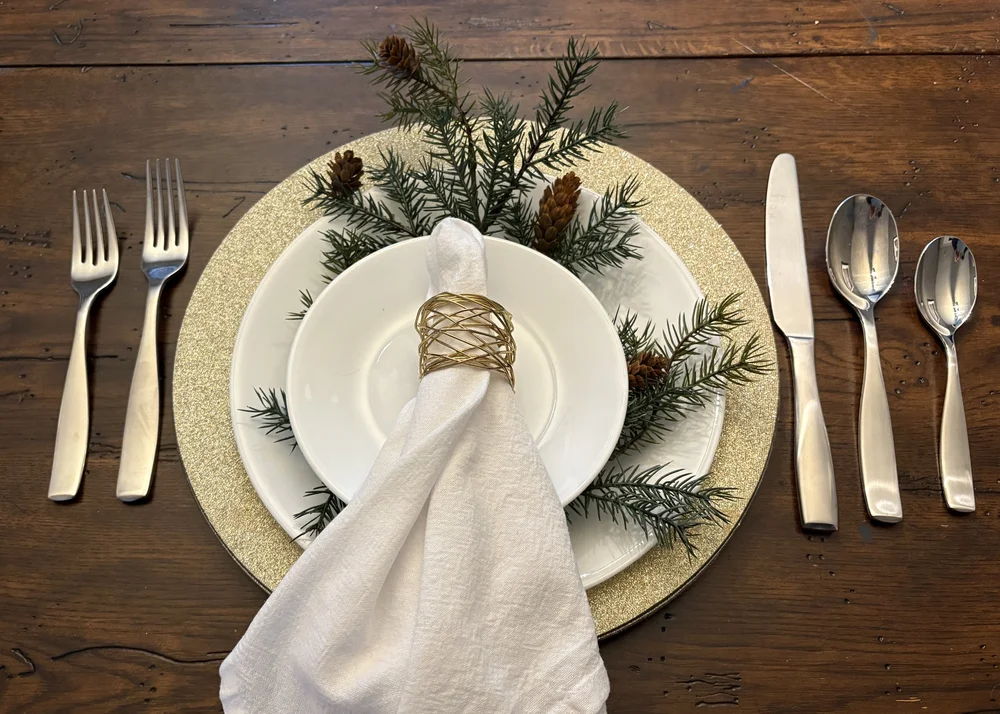 Use winter decor on a place setting