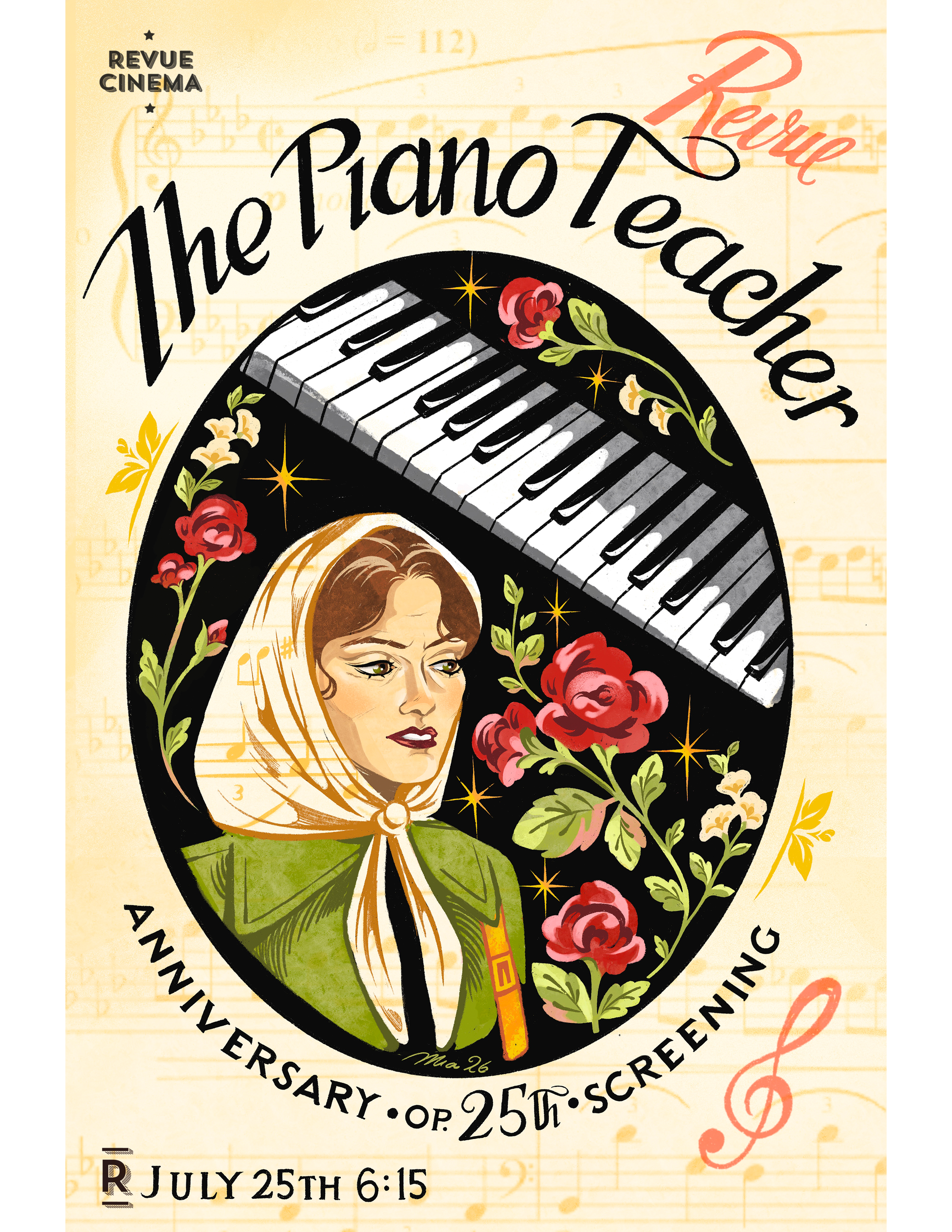 REVUE CINEMA, "THE PIANO TEACHER" Poster, July 2026.