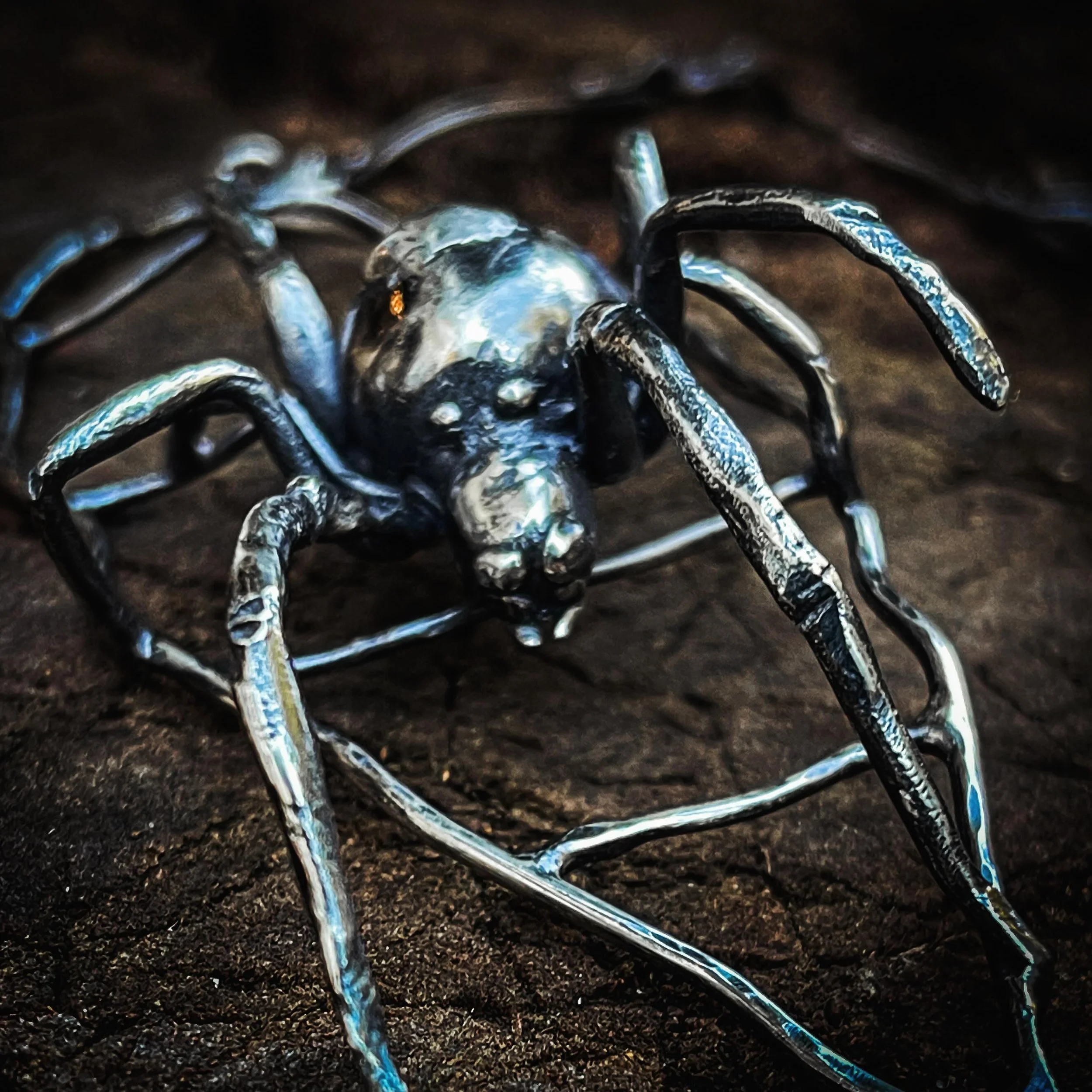A little close up of my latest spider 🕷️#naturespeaks #artjewelry #canberraartist #silverjewellery