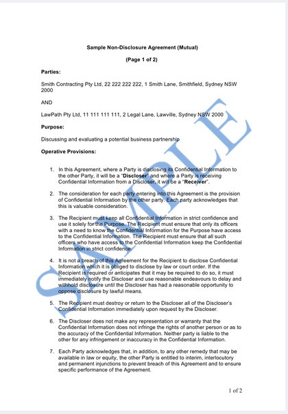 Non-Disclosure Agreement (Mutual)
