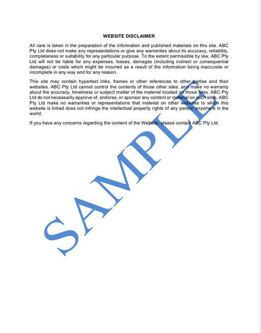 Website Disclaimer (General) 