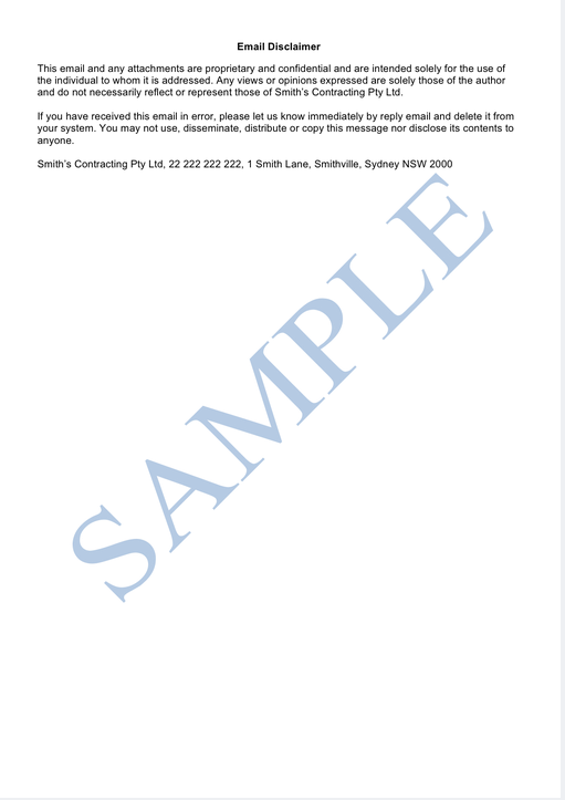 Email Disclaimer