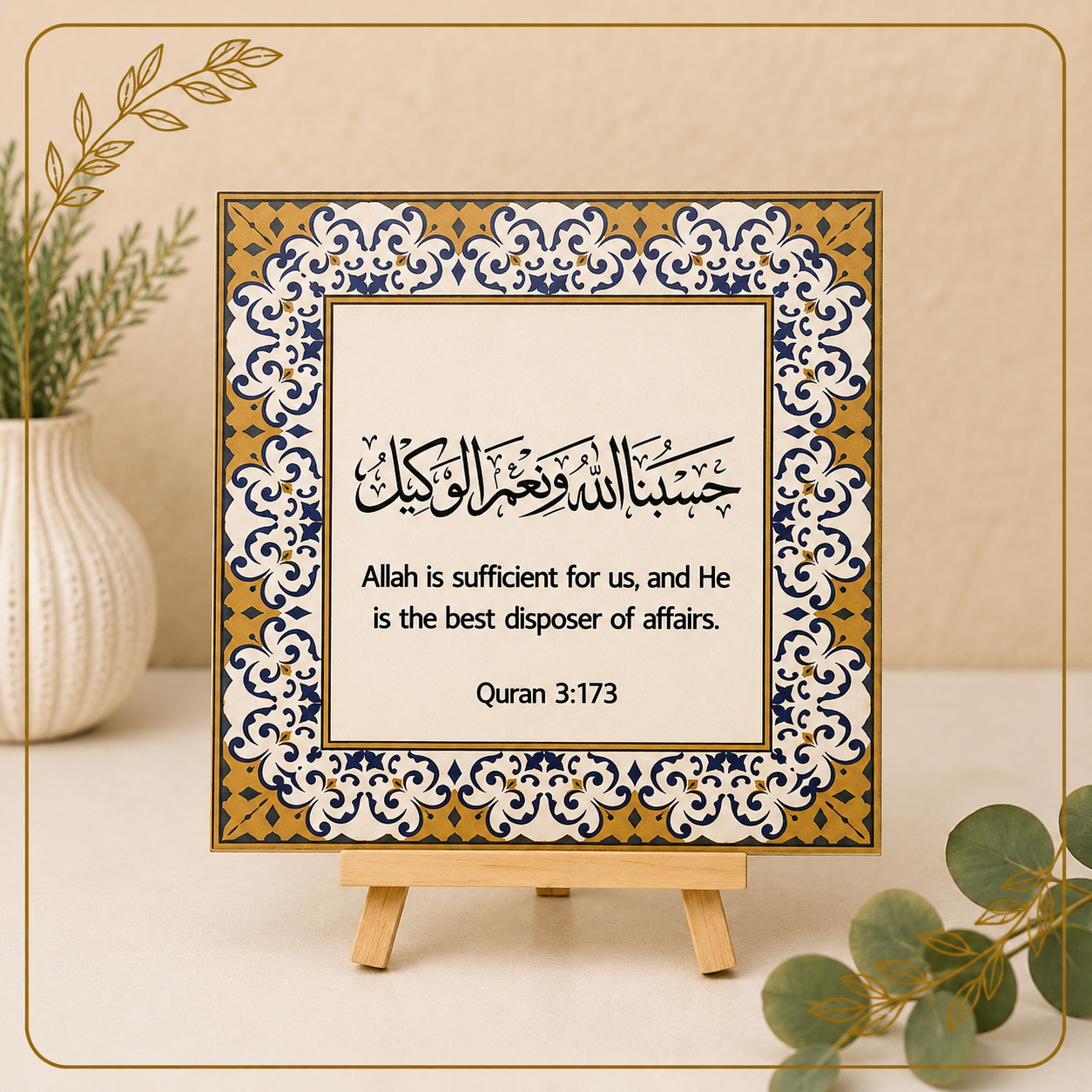 Dua Wood Plaque- Mustard/Black