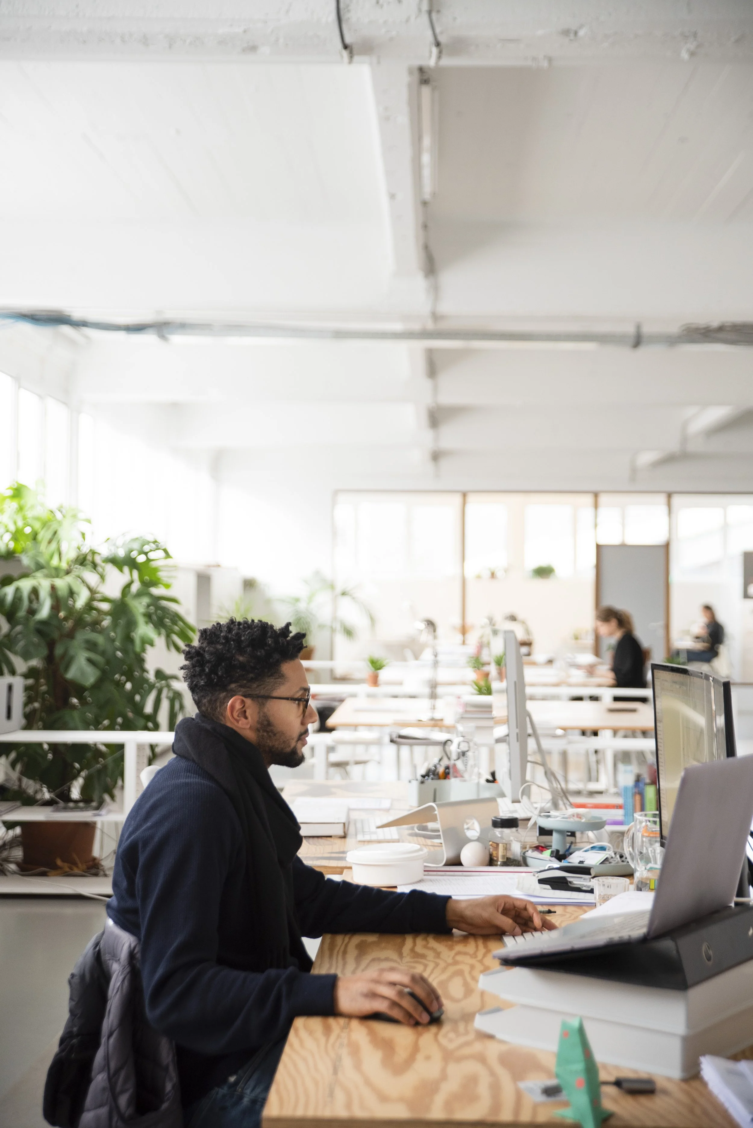 a flexible desk at our open coworking space