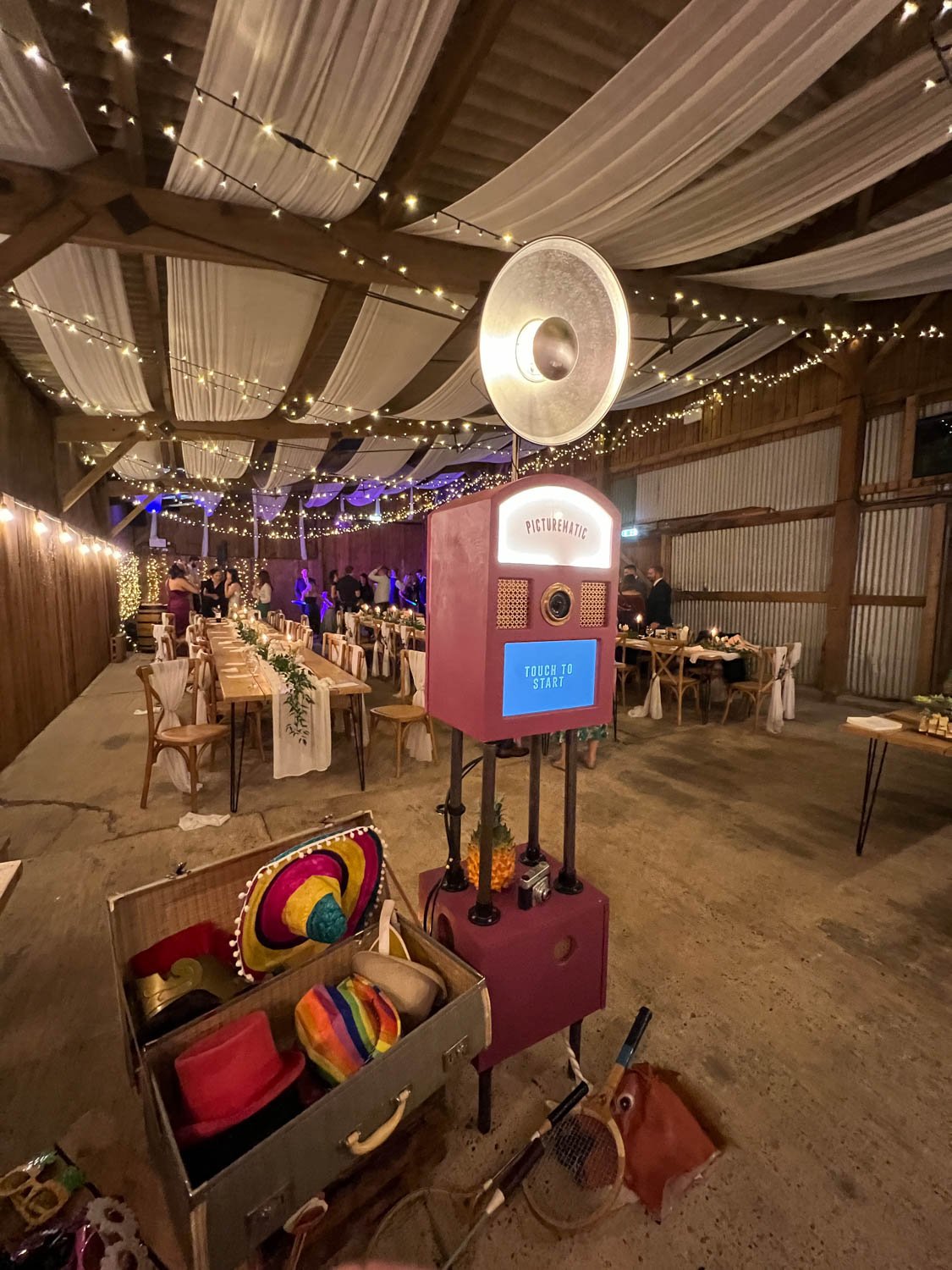 Photo booth setup at Riverlands Wedding Barns