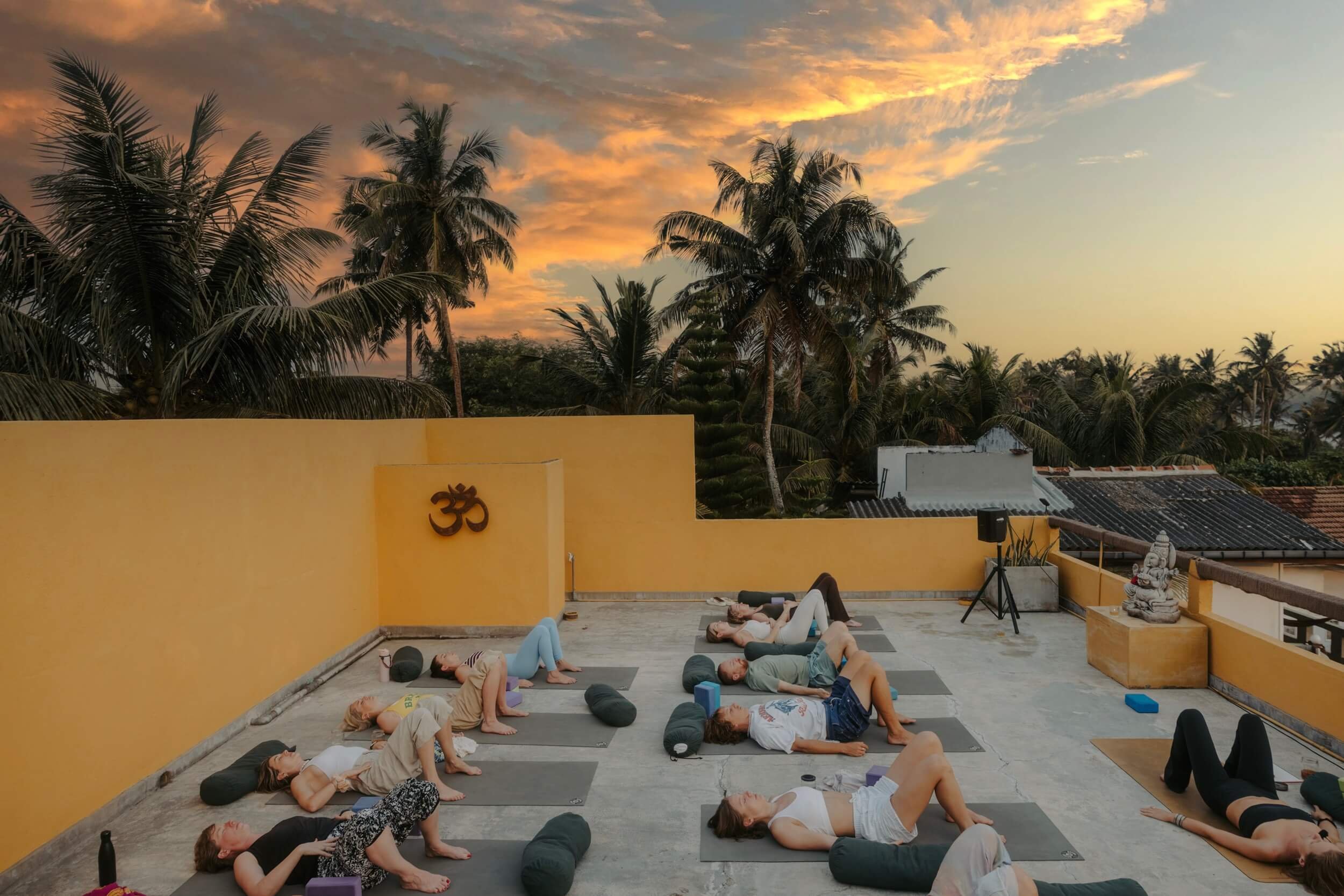 Yoga class on our rooftop of Green Peace Inn with Beach view