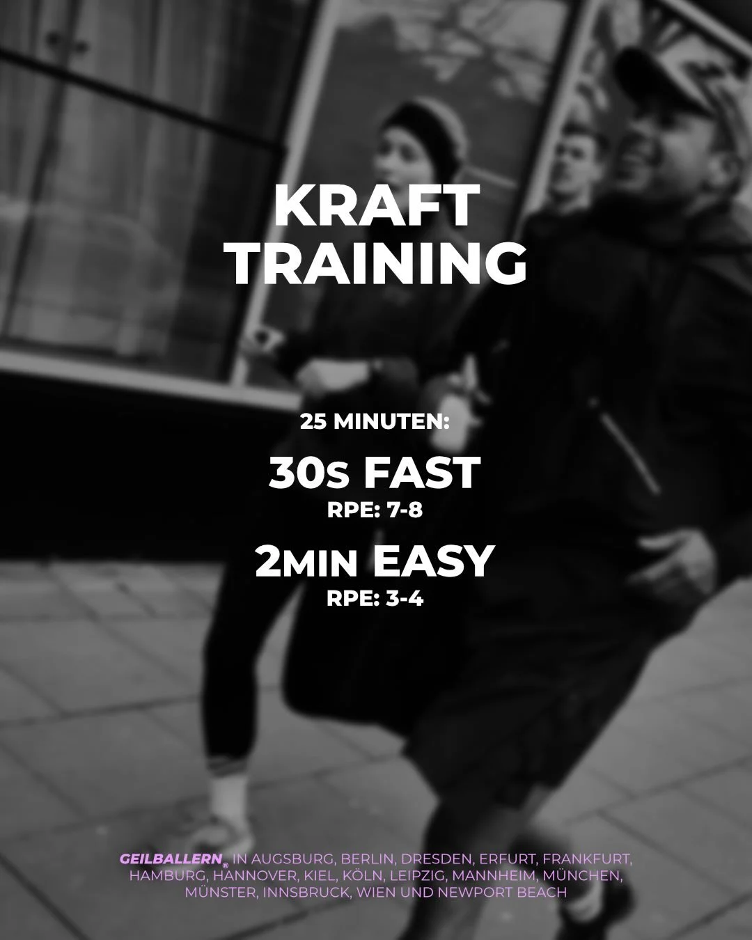 Schraubt die Spikes an: 30s all-out steht aufm Plan🔥

Unsere Trainings:
Augsburg: Mi., 19 Uhr @bens_gym
Berlin: Di., 19 Uhr am KRAFTRAUM
Erfurt: Di., 19 Uhr @legrazie.erfurt
Dresden: Mi., 19 Uhr bei @torwirtschaft_dresden, Gro&szlig;er Garten
Frankf