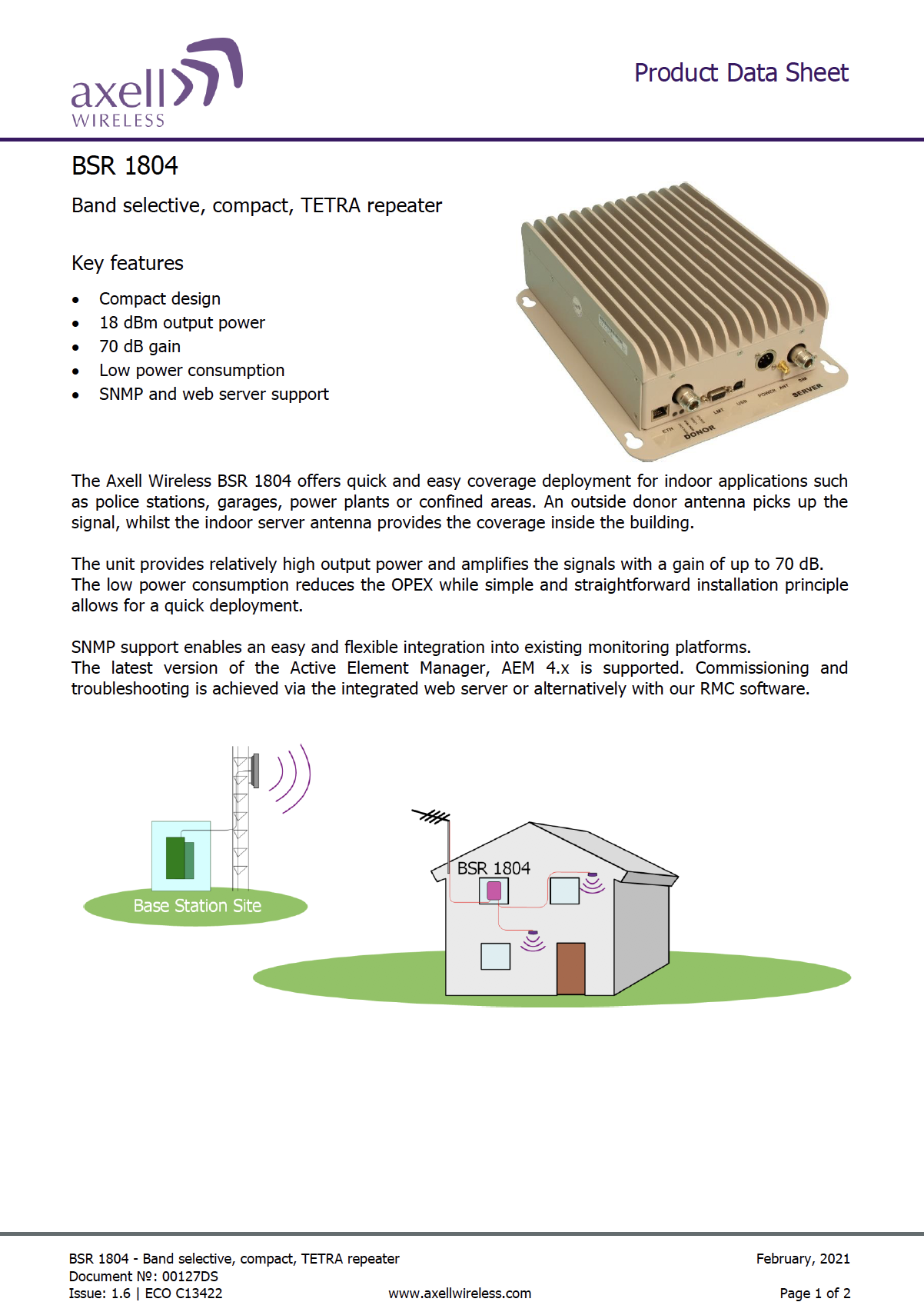 AXELL WIRELESS - BAND SELECTIVE TETRA REPEATER